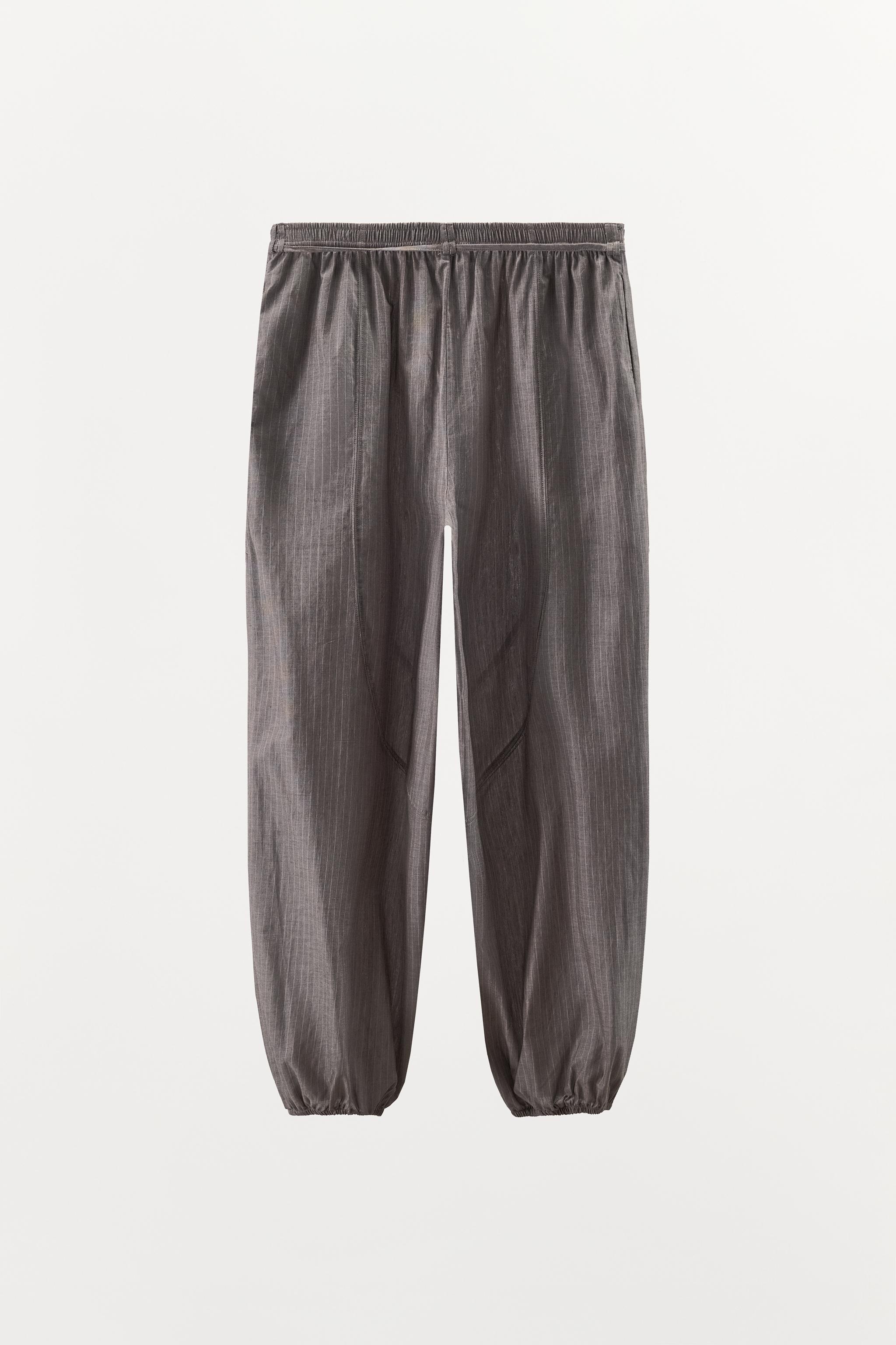 PANTALON RAYURES BOUFFANT AVEC CEINTURE